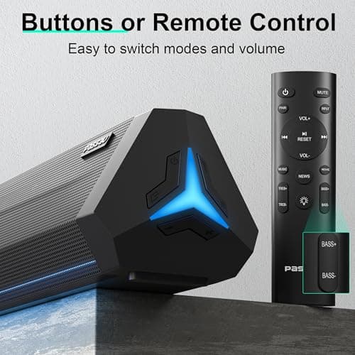 Passau Sound Bar 35 Inch Soundbar for Smart TV Speaker with Bluetooth 5.3 Opt/USB/AUX Connectivity, LED Display, 3 DSP Mode TV Sound Bars for Home Theater Audio PC Gaming Projector 5