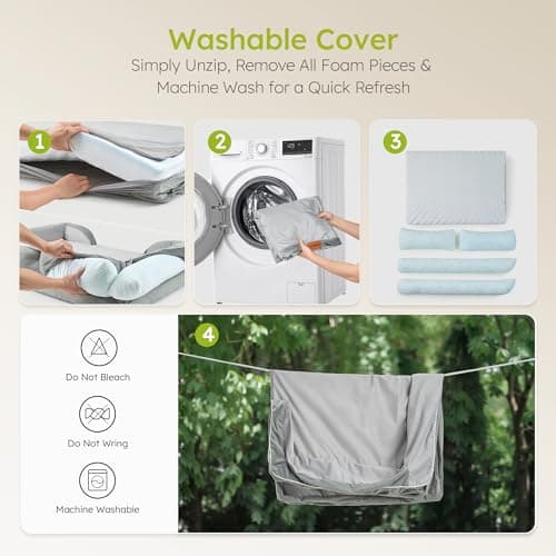 CWAWZ Extra Large Dog Bed, Orthopedic Dog Bed with Cooling Gel Memory Foam, Waterproof XL Pet Bed with Removable Washable Cover, 42" Pet Sofa Couch Dutch Velvet with Bone Toy, Light Gray 9