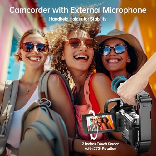 8K Video Camera Camcorder 88MP UHD WiFi Vlogging Cameras for YouTube 18X Digital Zoom IR Night Vision 3.0''Touch Screen Camera with 32GB Card, Microphone, Stabilizer, Lens Hood, Remote, Batteries 6