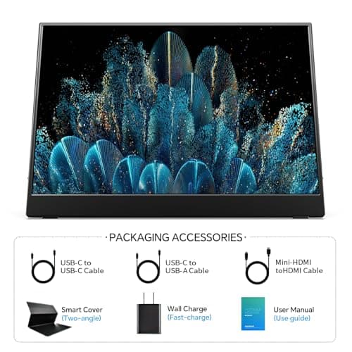 MNN 4K Portable Monitor 15.6" 3840x2160 UHD USB-C HDMI Laptop Monitor, 100% Adobe RGB IPS Computer Gaming Display HDR Travel Monitor w/Speakers & Smart Cover for Laptop Xbox PS5 Switch PC Phone 6