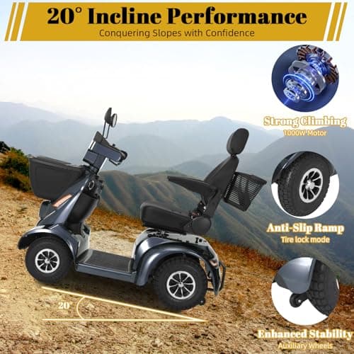 Ecomobi 16-32 Miles Long Range Heavy Duty Mobility Scooter for Adults & Seniors, 500/1000W & 400/500LBS Capacity Power Electric Wheelchair w/Off-Road Absorber,10/13" Tires, Windbreak Plate Design 6