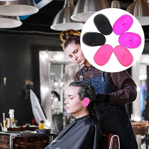 DEARMAMY Hairdressing Ear Cover:3 Pairs Waterproof Silicone Earmuffs for Hair Dye, Flat Iron, Straightener, Hot Styling Tools - Heat Protection Cover 5