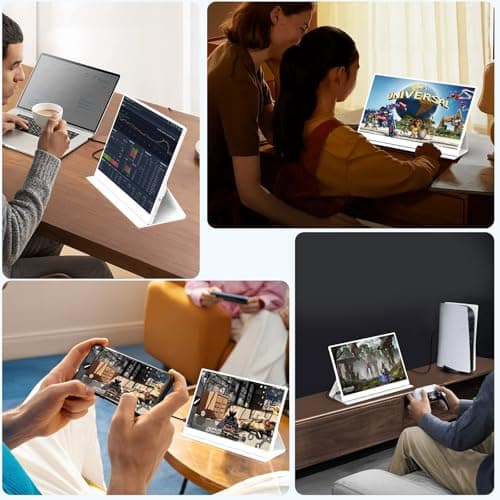 AYY Portable Monitor 15.6inch 1080P FHD - USB-C/HDMI Computer Display, HDR IPS Gaming Monitor Compatible with Laptop PC MAC Phone PS4 Xbox Switch, w/Smart Cover, Dual Speakers - White 8