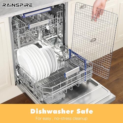 Oven-Safe Dishwasher-Safe 100% 304 Stainless Steel Cooling Rack 10" x 15" Heavy Duty Tight-Wire Set of 2 Fits Jelly Roll Pan Half Sheet Pan 5