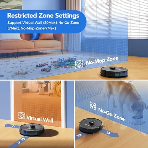 BPMIO Robot Vacuum and Mop Combo 4500Pa Max Suction with LiDAR Navigation Smart Mapping, 145 Min Runtime Customized Cleaning Schedule, Works with Alexa/WiFi/App, Great for Pet Hair, Carpet, Hard Floor 7