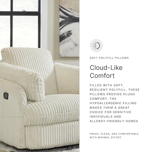 Signature Design by Ashley Tie-Breaker Casual Swivel Glider Recliner with Hidden Storage, White 10