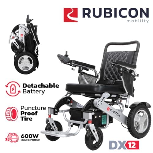 Rubicon DX12 Next Generation, 30-Mile Freedom Range. Airline Approved Electric Wheelchair with Dual 12AH Lithium Batteries, Powerful 2x300W High Performance Motors 5
