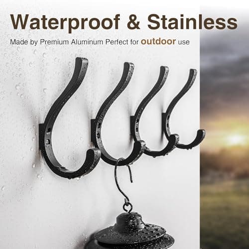 jockcaras Large Wall Hooks for Hanging Coat/Backpack - 5.4'' Huge 40LBS Heavy Duty Hanger Wall Mount Screw in, for Towel, Closet, Robe, Bag, Outdoor, Black 4 Pack 7