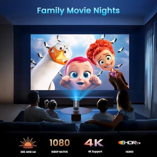 [Netflix Officially/800 ANSI/]Mini Projector with WiFi and Bluetooth - 1080P 4K Support Portable Outdoor Projector,YOWHICK 270°Smart Projector for Movie Night/Ceiling /Home Theater 5