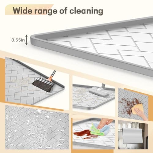 Silicone Cat Litter Mat for litter box 24" X 15"-Easy to Clean Cat Litter Trapping Mat, Waterproof, urine-proof and non-slip to keep the floor clean and tidy（Gray） 6