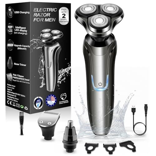 Electric Razor for Men, Men's Rotary Shavers, Waterproof,Wet and Dry Rechargeable Electric Shaver for Men's Faces with a Cordless and Floating Head, Portable Travel Razor,an Ideal Gift for Men