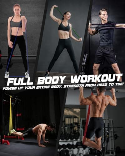 Fitense Resistance Bands Set - Pull Up Bands with 6 Resistance Levels 15-170 LBS for Men Women, Exercise Bands with Door Anchor, Training Poster & Pouch for Body Stretching, Pull Up Assist 7