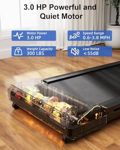 SupeRun Walking Pad with 9% Auto Incline, Under Desk Treadmills for Home and Office Small Space, 2.5 HP Portable Mini Jogging Machine with APP and Remote Control and LED Display, 300 Lbs Capacity 5