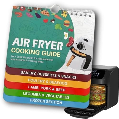 Silreck Air Fryer Cheat Sheet Magnetic Cooking Guide Booklet I Fridge-Ready Air Fryer Magic: Cookbook with Hanging Loop & Magnet (Multi Colour), SCG001