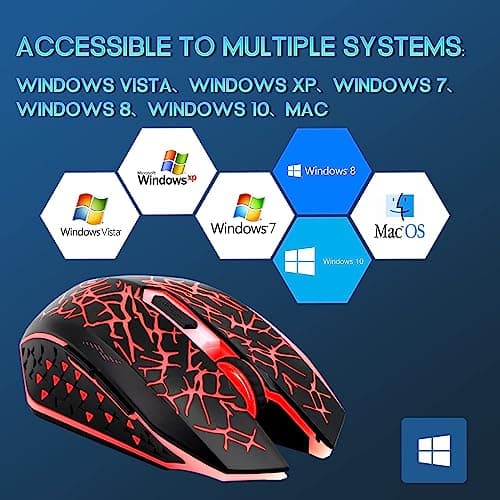 VEGCOO C12 Wireless Gaming Mouse,Rechargeable Mice Silent Click Cordless Mouse with 6 Buttons PC Gaming Mice Advanced Technology with 2.4GHZ Up to 2400DPI for PC Laptop (Red) 5