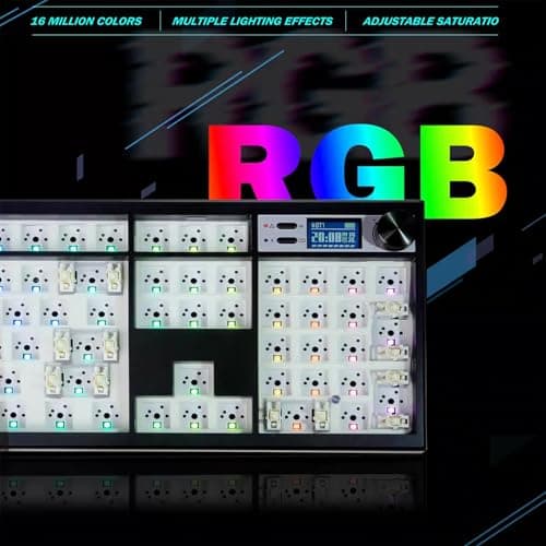 ZUOYA GMK104 Mechanical Keyboard Barebones,VIA Programmable Wireless BT5.0/2.4G/Type-C Gasket Mounted HotSwap Custom Barebones Keyboard Kit Full Size RGB Gaming DIY Key Board with Screen&Knob (White) 6