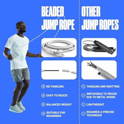 Sportbit Elite Beaded Jump Rope – Adjustable for Kids & Adults, Durable Fitness Skipping Rope for Cardio, Gym, Home & Outdoor Workouts 5