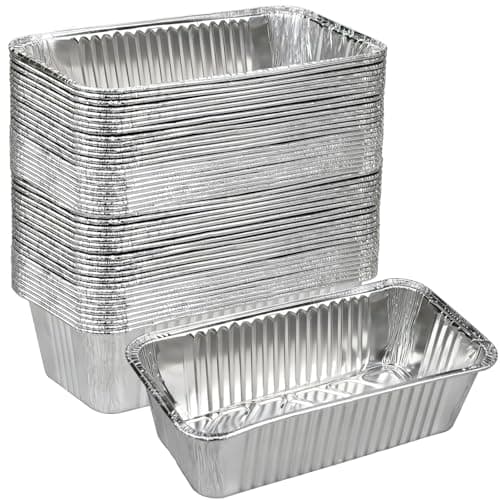 Findful 50 Pack Loaf Pans,2 LB Disposable Aluminum Foil Loaf Pans, 8.5"x4.5"x2.5" Heavy Duty Aluminum Foil Bread Tins Perfect for Banana Bread, Cakes & Meatloaf,Non-Stick, Even Baking, Easy Release