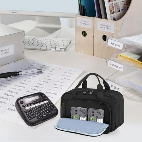 CURMIO Carrying Case Compatible with Brother P-Touch PT-D220/PT-D210 Label Maker, Portable Storage Holder Organizer Bag for Label Printer Machine, Label Tape, AC Adapter, Battery, USB Cable, Bag Only 8