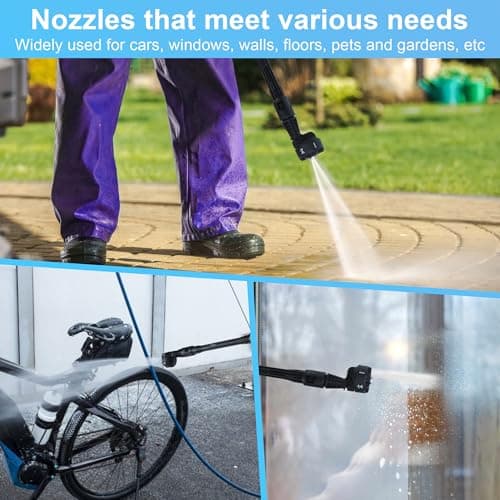 Cordless Pressure Washer Battery Powered; 1450PSI Cordless Power Washer with Brushless Motor, 2× 4.0Ah Battery,6-in-1 Nozzle, 3 Power Level; Handheld Portable Pressure Washer Cordless (Black) 6