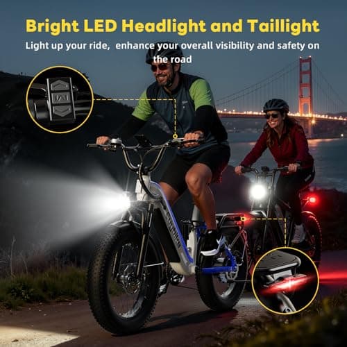 Electric Bike for Adults 1400W Peak, 48V 20AH(960WH) Removable Battery, 20"x4" Fat Tire Full Suspension 80 Miles Range Step-Thru 30+MPH Hunting Ebike, 7-Speed Dual Brakes Electric Bicycle White 7