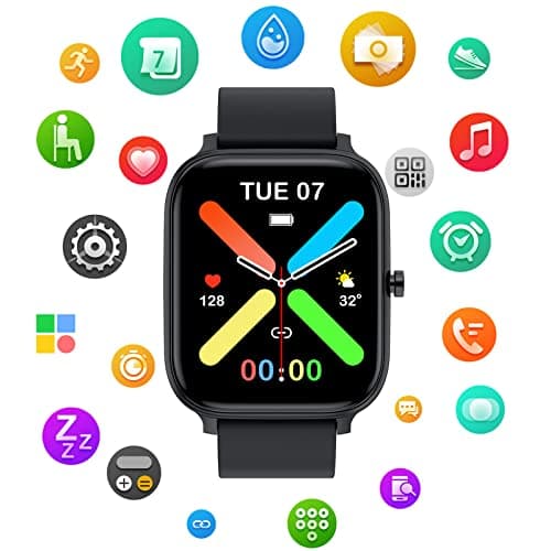 Smart Watch for Men Women Compatible with iPhone Samsung Android Phone 1.69 inch Full Touch Screen IP68 Waterproof Bluetooh Fitness Tracker Heart Rate/Sleep Monitor (Black) 8