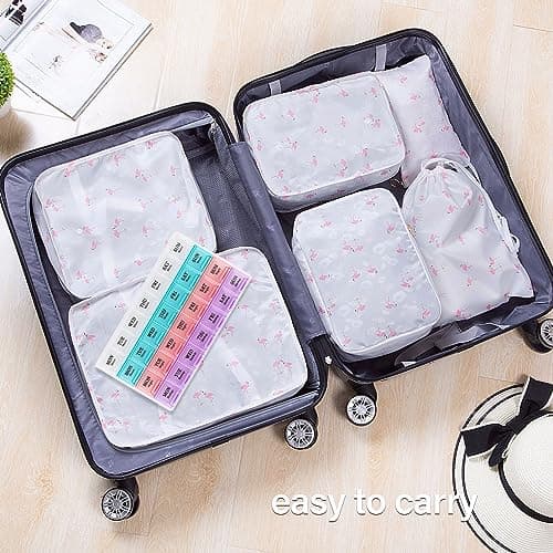 Large Weekly Pill Organizer 4 Times A Day, Moisture-Proof 7 Day Pill Box, Travel Pill Cases Portable for Pills Vitamin Fish Oil Supplements(Purple) 6