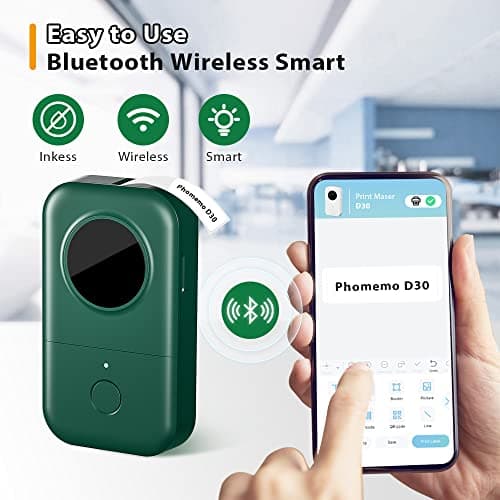 Phomemo D30 Label Maker Machine, Portable Bluetooth Mini Label Printer, Smart Phone Handheld Thermal Sticker Small Labeler Multiple Templates Font Icon Inkless for Home Office 6
