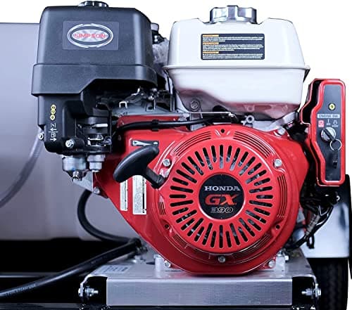 SIMPSON Cleaning Trailer-Mounted 4200 PSI Gas Pressure Washer, 4.0 GPM Gas Power Washer, Electric Start Honda Engine, Cold Water, 150-Gallon Water Tank, 100-ft. Hose, 49-State 7