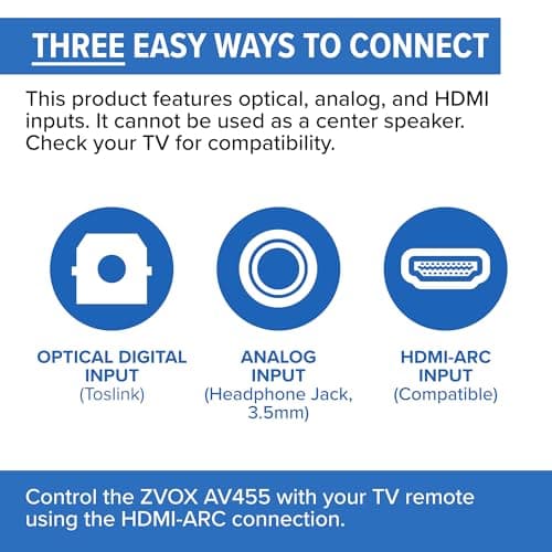 ZVOX AccuVoice AV455 Dialogue Clarifying Sound Bar with Hearing Aid Technology and HDMI-ARC Compatible Connectivity - Home Theater Audio TV Speakers Soundbar - Black 5