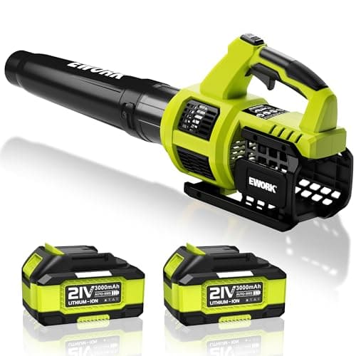 EWORK Leaf Blower Cordless with Battery and Charger, 21V-550CFM High Power, Lightweight Handheld Electric Blower, Powerful Blower for Lawn Care, Patio, Leaves & Dust, Green