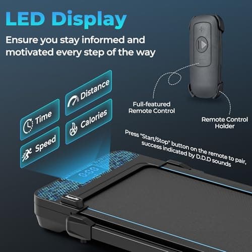 Goplus 2 in 1 Folding Treadmill, 300 LBS Capacity Walking Pad with Handle Bar, Under Desk Treadmill with Remote & APP Control and LED Display, Foldable Portable Treadmills for Home Small, Office 5