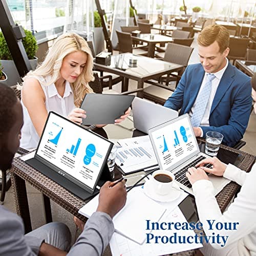 KYY Portable Monitor 15.6'' 1080P FHD USB-C Laptop Monitors w/Smart Cover & Dual Speaker, HDMI Computer Display IPS HDR External Gaming Monitor for PC Phone Mac Xbox PS4 Switch[Upgraded] 9