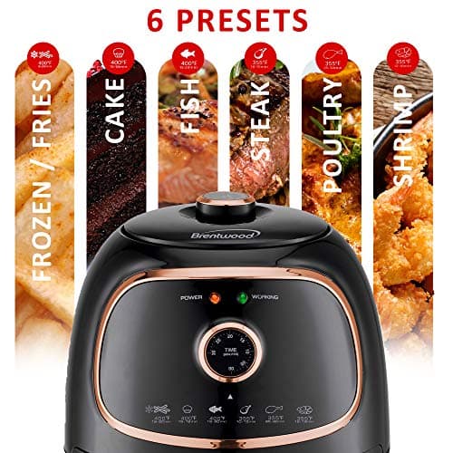 Brentwood AF-202BKC Small Electric Air Fryer, Timer & Temp. Control, 2-Liter, Black/Copper 5