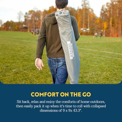 GCI OUTDOOR RoadTrip Rocker Camping Chair | Portable, Folding Rocking Chair with Solid, Durable Armrests, Drink Holder & Comfortable Extended Backrest — Indigo Blue 5