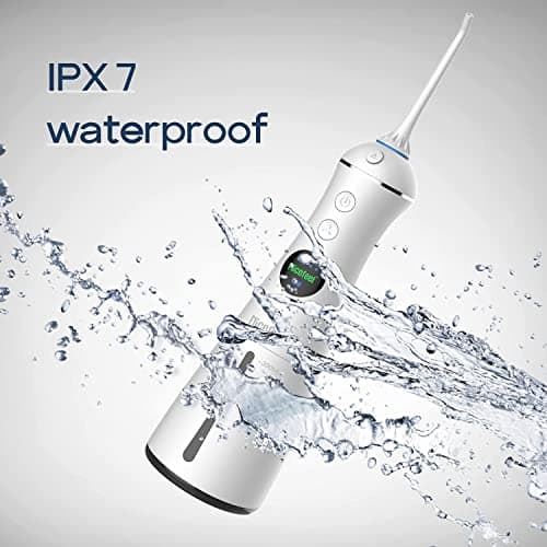 Nicefeel Portable Water Flosser Cordless Rechargeable Dental Cleaner Irrigator, with Gravity Ball, LCD Display, 300ml Tank 6 Modes 4 Jet Tips, and IPX7 Water Proof for Travel & Home & Braces 7