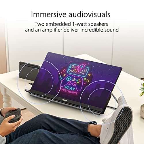 ASUS ZenScreen 24” (23.8” viewable) 1080P Portable USB-C Monitor (MB249C) - FHD, IPS, Eye Care, Speakers, Multi-Stand Design, Kickstand, C-clamp Arm, Partition Hook, Carrying Handle, WFH Monitor 6
