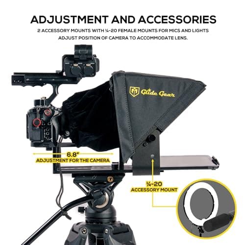 Glide Gear TMP 100 Teleprompter – DSLR, Tablet, Smartphone – 12" Glass, Carry Case, No Assembly 7