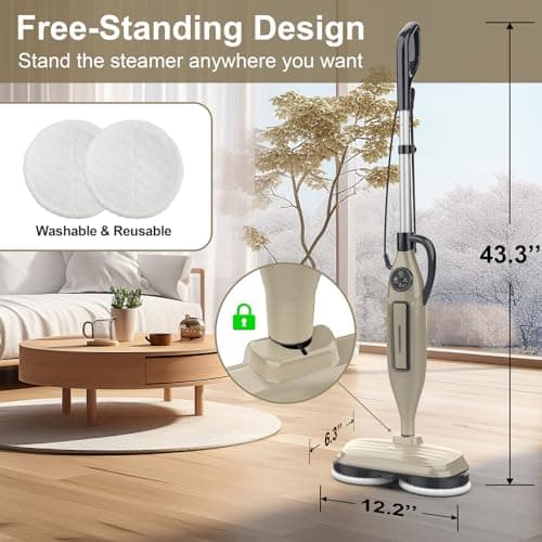 DEVOAC VM6 Scrubbing Steam Mop with Rotating Mop Pads, 10 in 1 Steam Mop, Lightweight Spin Mop & 3 Steam Modes & LED Headlights for Hard Floor Laminate Marble Floors 5