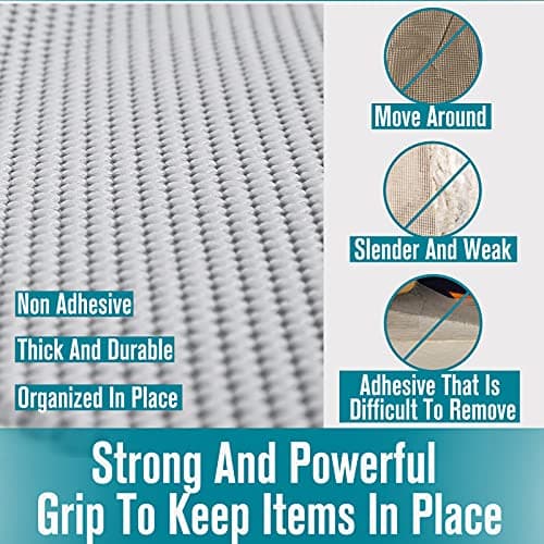 Shelf and Drawer Liner for Kitchen Cabinets Non-Adhesive, Non Slip Durable Strong Clean Long Size 12 Inches X 10 Feet, Shelves, Cabinets, Storage, Kitchen and Desks, Light Gray 6