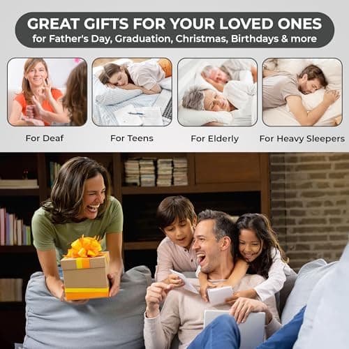 Sonic Bomb Dual Extra Loud Alarm Clock with Bed Shaker, Black | Sonic Alert Vibrating Alarm Clock Heavy Sleepers, Battery Backup | Wake with a Shake 6