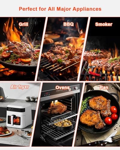 Wireless Meat Thermometer with Smart Timer & APP Control, 800ft Bluetooth Grill Food Thermometer - 0.19In-Ultra Thin Probe, ±0.5℉ Accuracy, Digital Backlit Screen for BBQ, Oven, Smoker, Kitchen 8