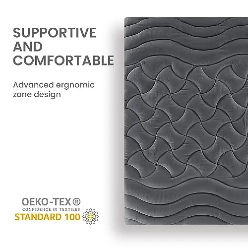 SLEEP ZONE King Mattress Topper, Cooling Mattress Cover for hot Sleepers, Premium Zoned Cool Mattress Protector Breathable and Washable, Deep Pocket (Grey, King) 6