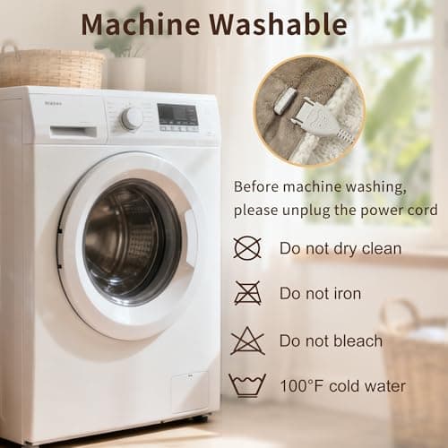 ESTINGO Wearable Electric Throw Heated Blanket, Heated Electric Blanket with Foot Pocket, 6 Heating Levels and 1-4H Auto Off, Heated Hoodie Women for Mom Grandma 50"×70" Light Beige 7