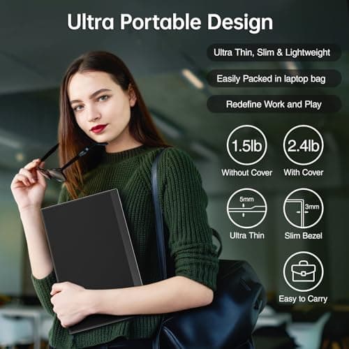 cocopar Portable Monitor 15.6 Inch 1080P FHD 60Hz 85% sRGB Travel Monitor with Speaker HDMI USB-C Second Screen for Laptop MacBook Surface PC Xbox PS4/5, VESA Mountable, with Full Cover Stand 5