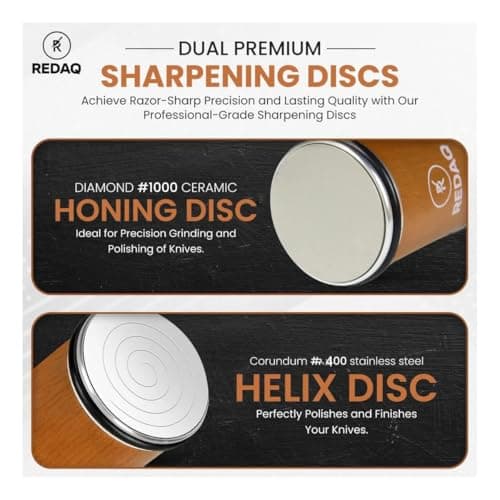 Magnetic Rolling Knife Sharpener Kit – Restore Dull Knives Quickly with 5 Magnetic Angles (12°,15°,17°,20°,25°), Diamond & Corundum Discs, Safe, Stable and Easy for Home & Professional Chefs 9