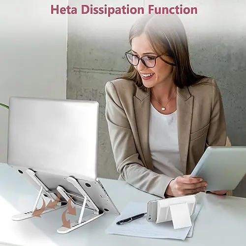 pidien Portable Laptop Stand, Adjustable Laptop Holder Riser Computer Stand for Desk Notebook Stand Mount (White) 5