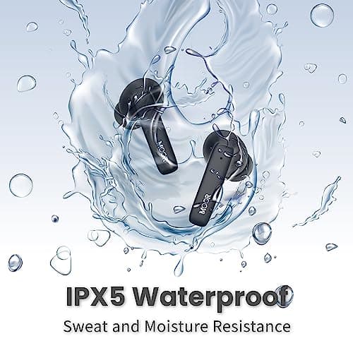 MOOR Wireless Earbuds Bluetooth Headphones, Noise Cancelling Earbuds with Deep Bass, Hybrid ANC, Transparency mode, IPX5 Waterproof in Ear Built in Mic Headphones for Sport, Work (30H Playtime, Black) 7