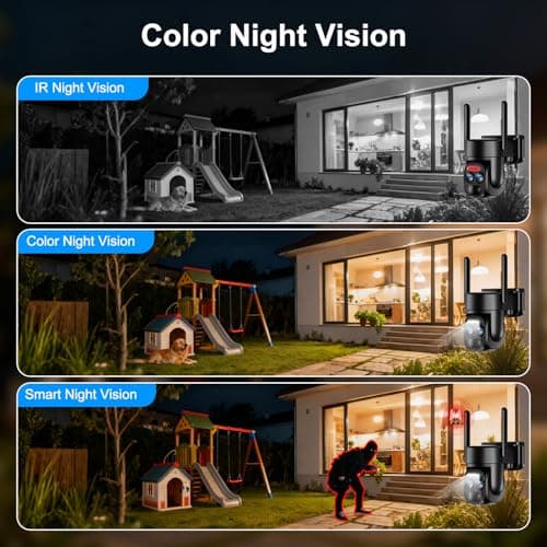 8X Zoom 4K Solar Security Camera Wireless Outdoor, 5GHz/2.4GHz WiFi 360°PTZ Camera Surveillance Exterieur for Home with Dual Lens, Human Auto Tracking, Siren, Color Night Vision, Two Way Audio, IP66 7