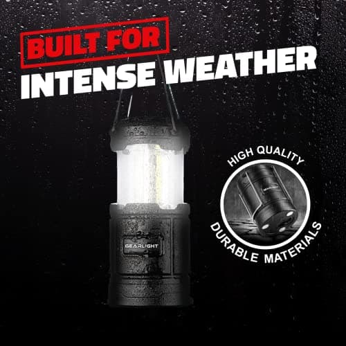 GearLight Camping Lantern - 2 Portable LED Battery Powered Lantern with Magnetic Base and Foldable Hook for Emergency Use or Campsites, Essential Hurricane Survival Kit with Batteries - Black 9